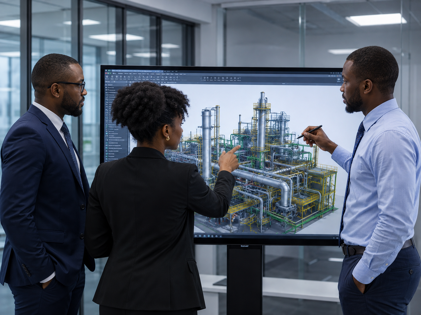 AOS Orwell engineers conducting a 3D model review