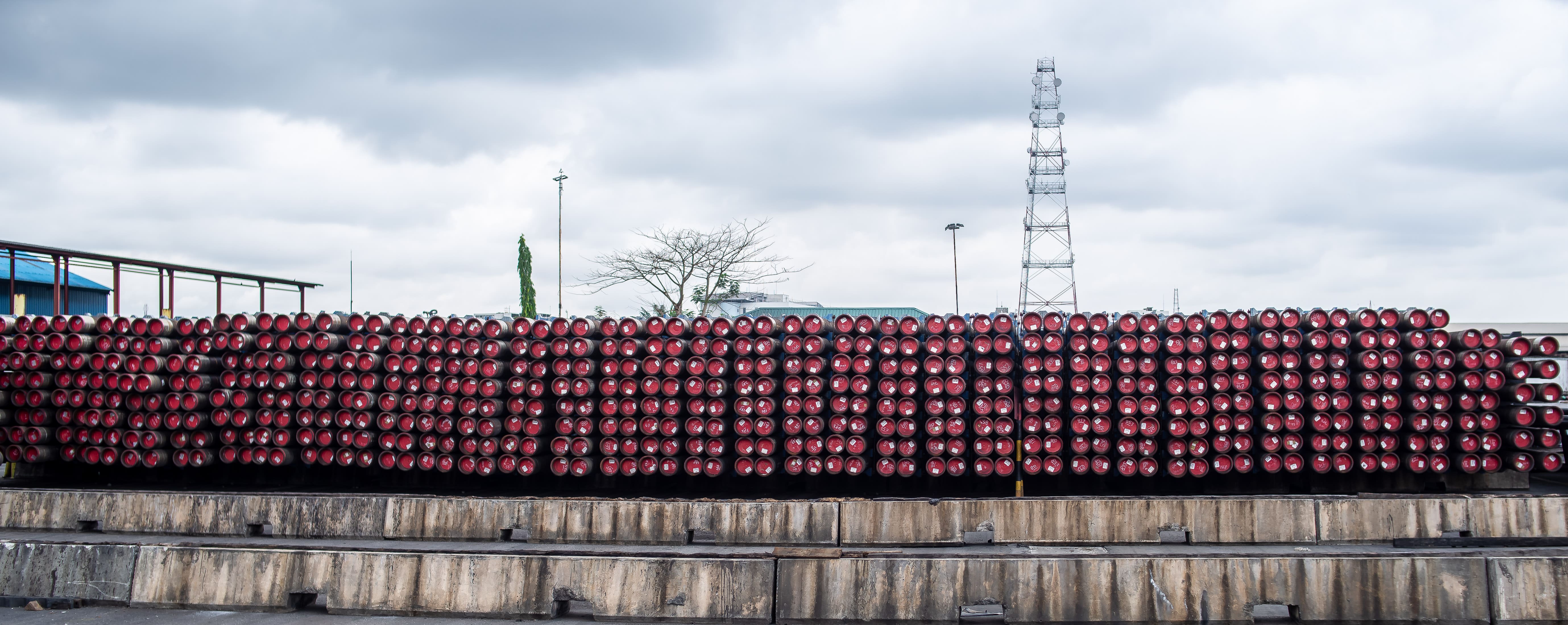 Tubular inventory at an oilfield equipment facility