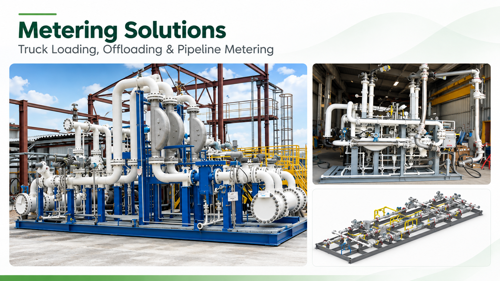 Metering skid truck loading offloading and pipeline metering solution