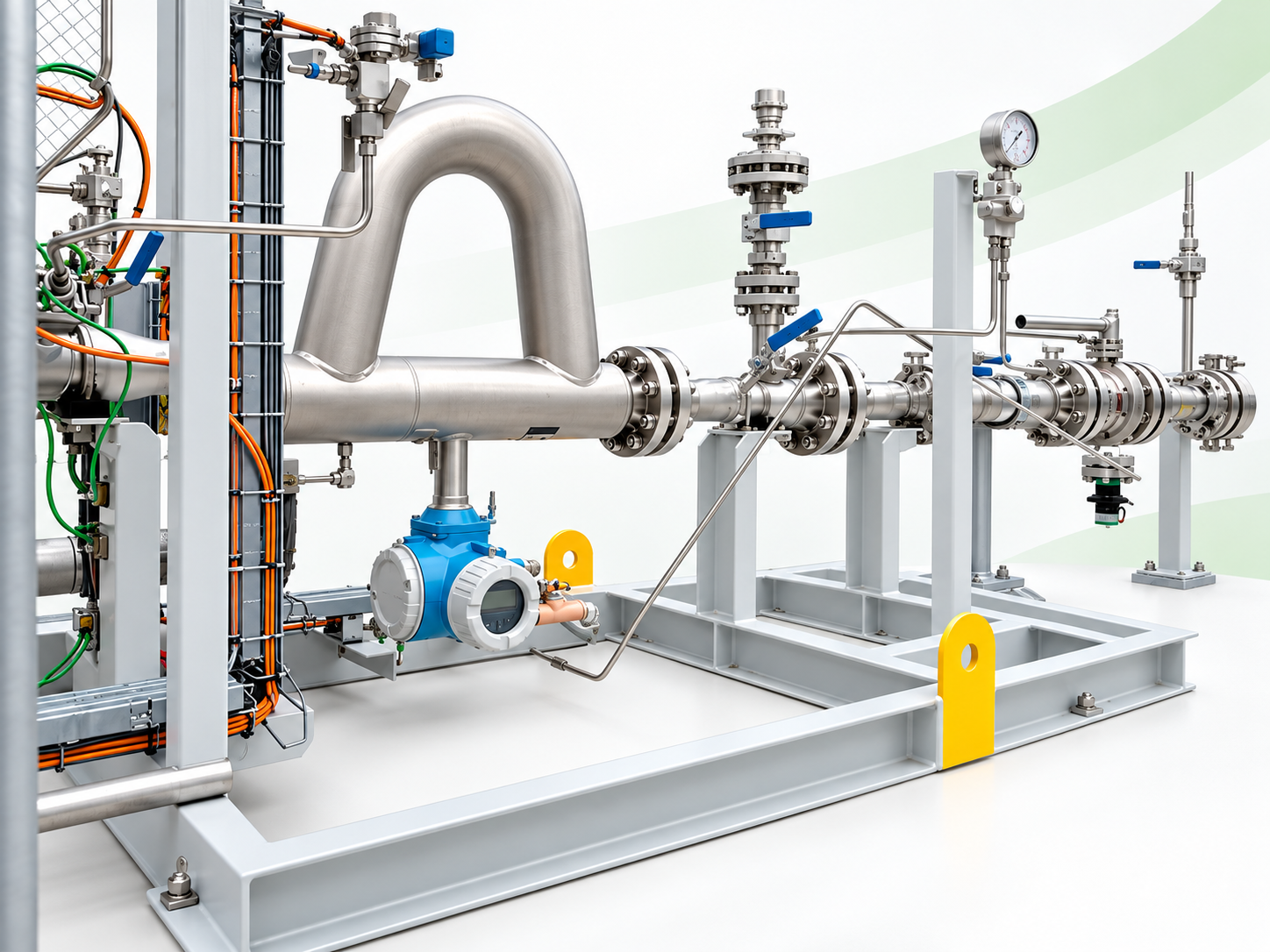 Pressure reduction and metering skid installation