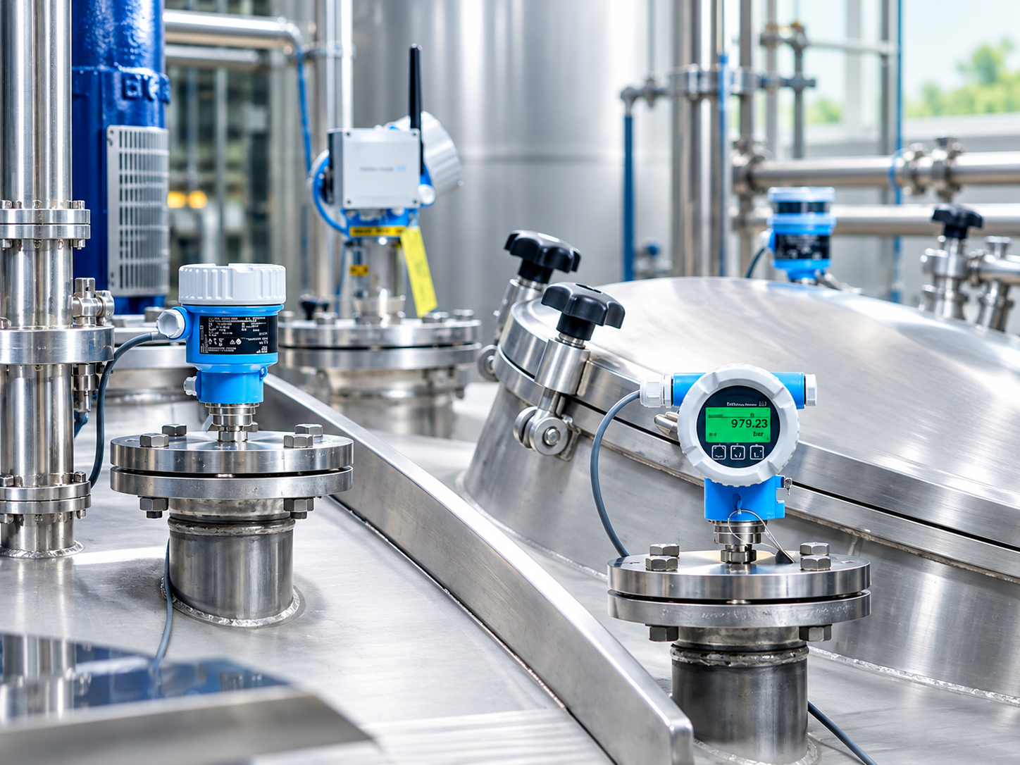 Pressure transmitters installed in an industrial process